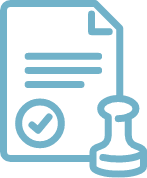 A graphic of a document with a stamp